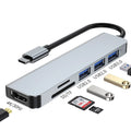 Portable USB-C expansion dock with six interfaces for laptop and tablet connectivity