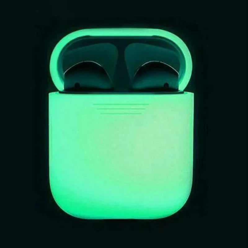 Luminous solid colour silicone flip-top protective case for Apple AirPods.