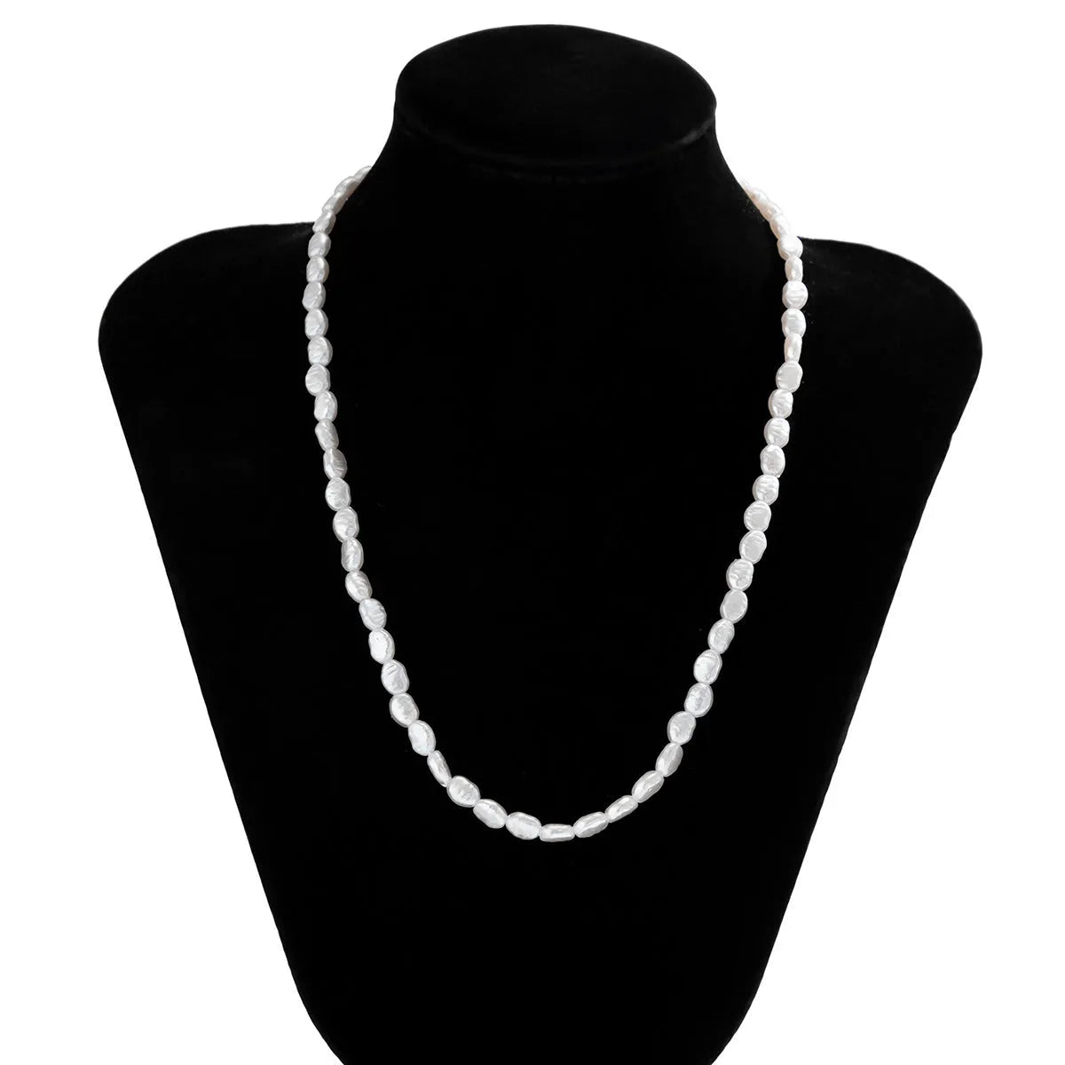 Men's white U-shaped pearl clavicle necklace with adjustable 41-50cm chain