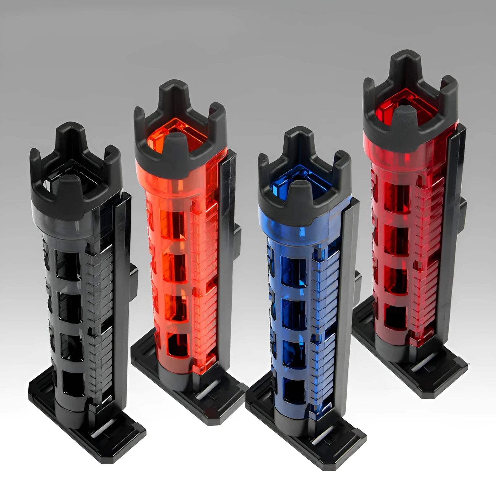 Small size lure rod insertion pole device in PC material with multiple colour options for organised fishing rod storage