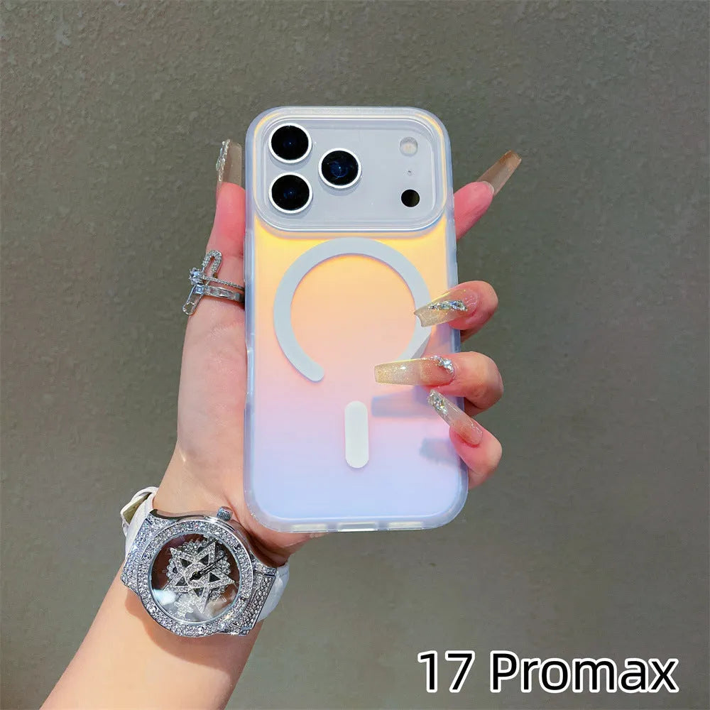 Laser gradient frosted magnetic phone case for iPhone 17 in TPU+PC material