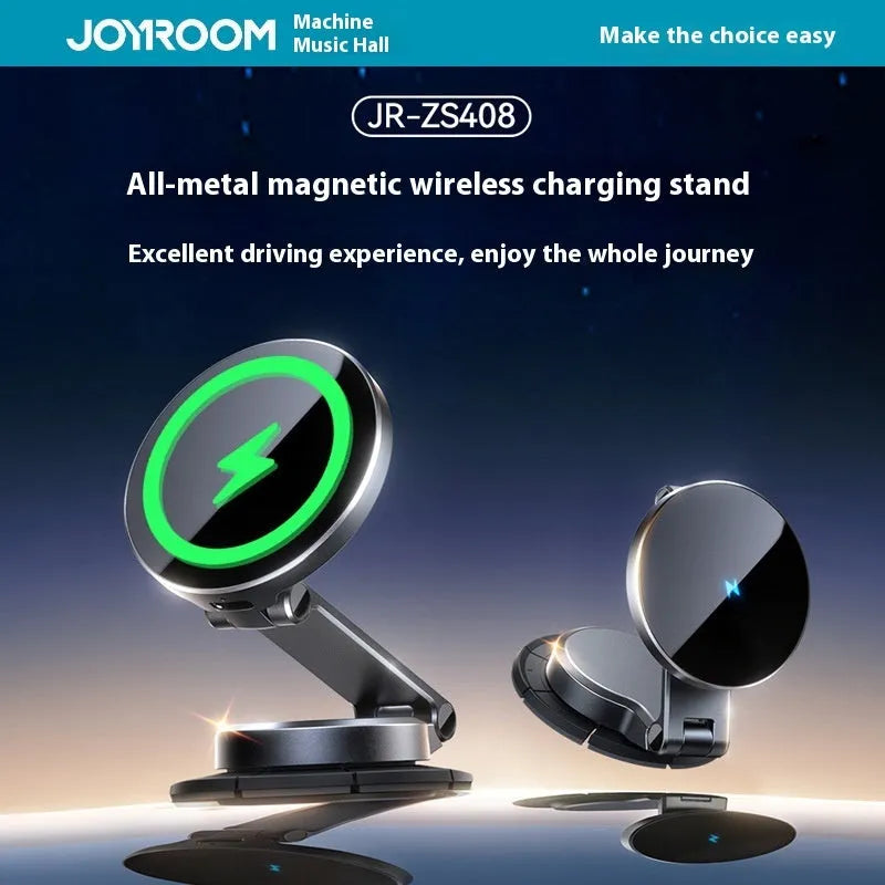 Black wireless charging car phone holder with zinc alloy bracket and paste style mount