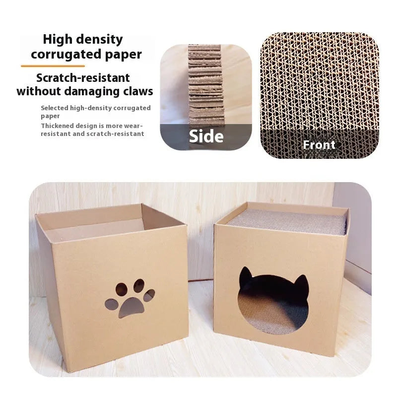 Pet milk carton style corrugated paper cat scratch board measuring 30cm cube