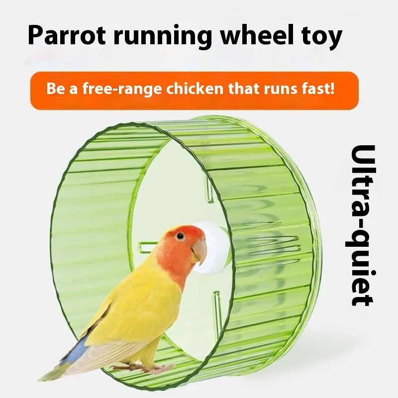 21cm transparent plastic parrot running wheel toy for bird exercise.