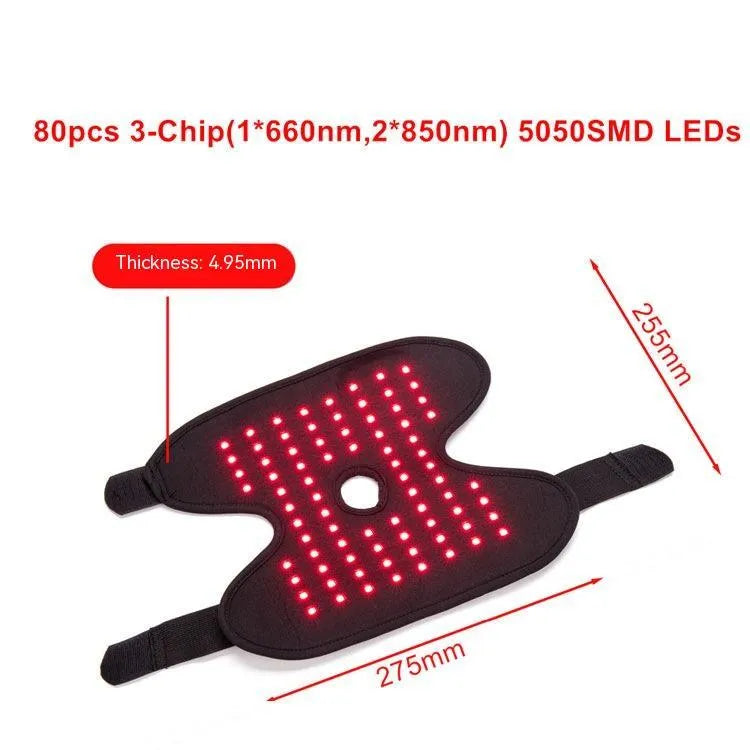 Black adjustable ankle support with red light and heating, USB cable attached