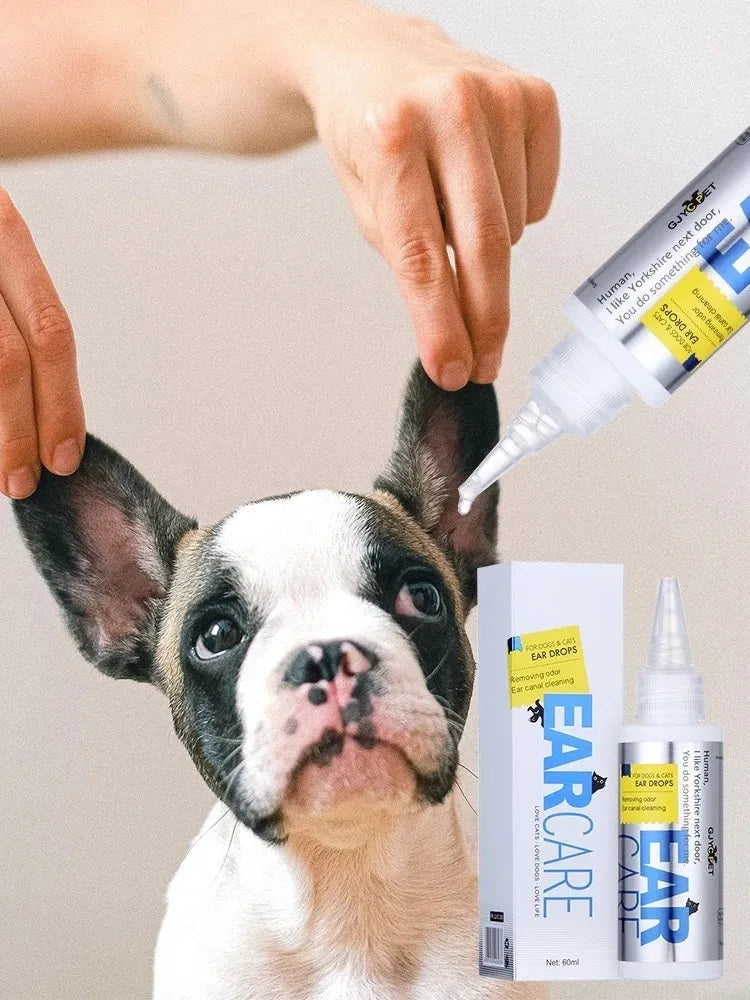 Pet ear cleaning solution 60ml bottle – universal ear drops for dogs, cats, rabbits
