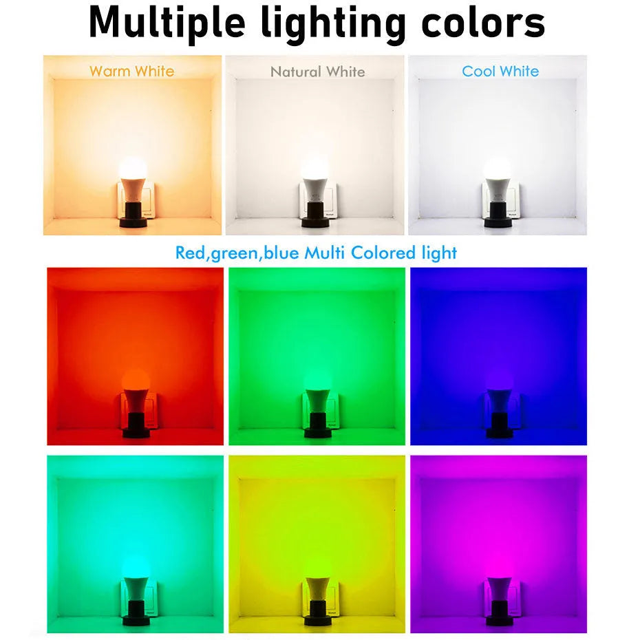 WiFi smart bulb A60 with Tuya Smart RGBCW colour tone, 9W/12W, B22 E26 E27 base, IP65, 850lm, 60mm diameter