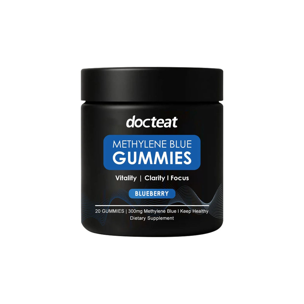 Pack of 20 fruit-flavoured soft candy gummies containing Methylene Blue Trihydrate supplement.