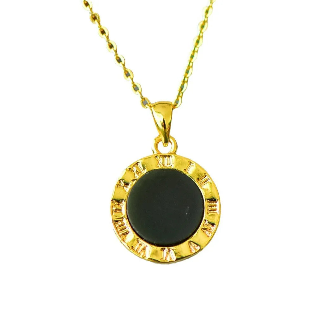 Natural Hetian jade flat pendant with copper inlay, grey jade and ink blue jade jadeware necklace