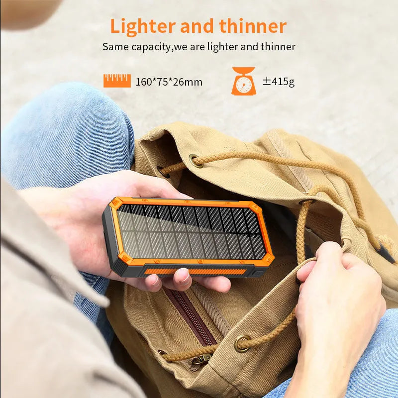 Outdoor large capacity 30000 MA solar charging unit power bank in orange plastic shell
