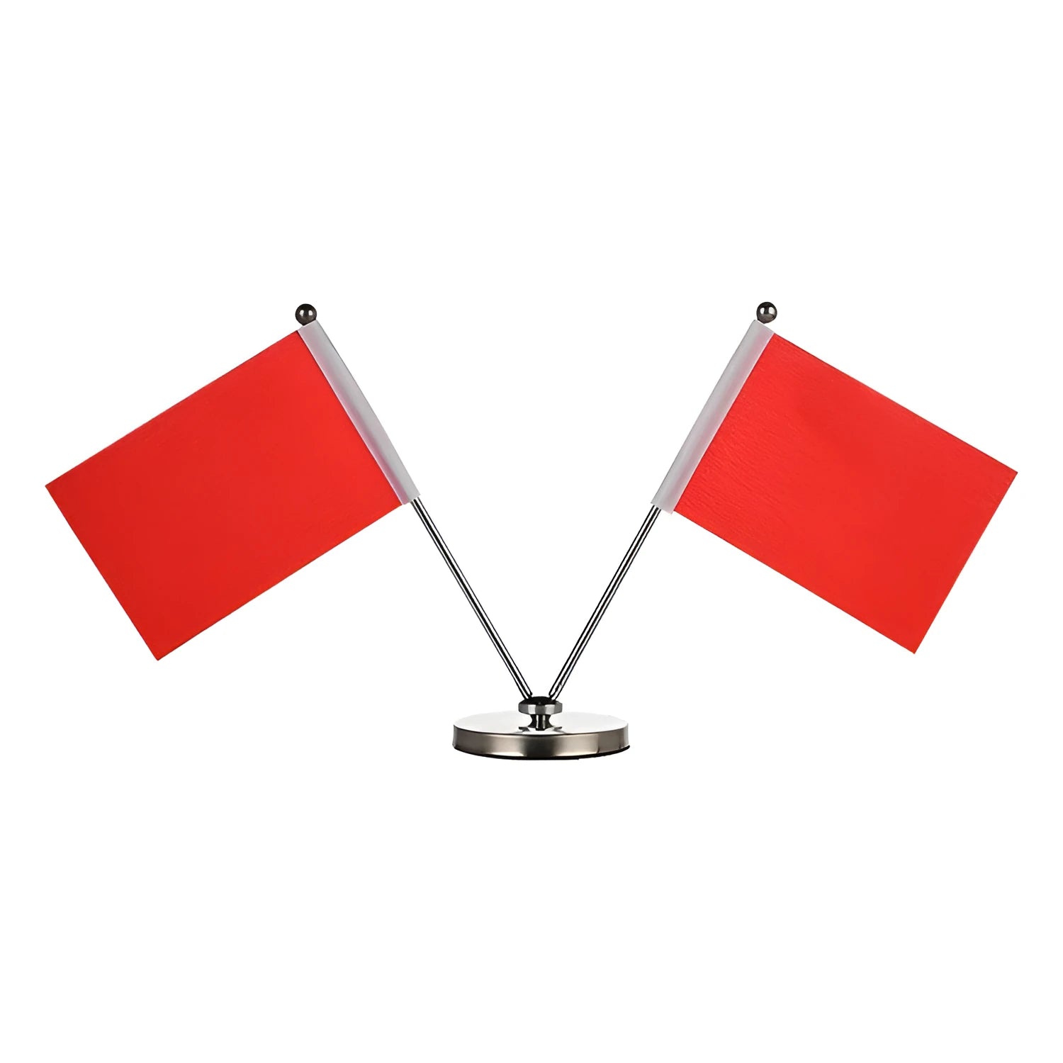 Metal telescopic rod car dashboard decoration with red polyester flag and multiple stand base options
