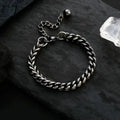 Titanium steel Cuban bracelet, 6mm wide retro geometric chain with round and oval links, men's unisex style