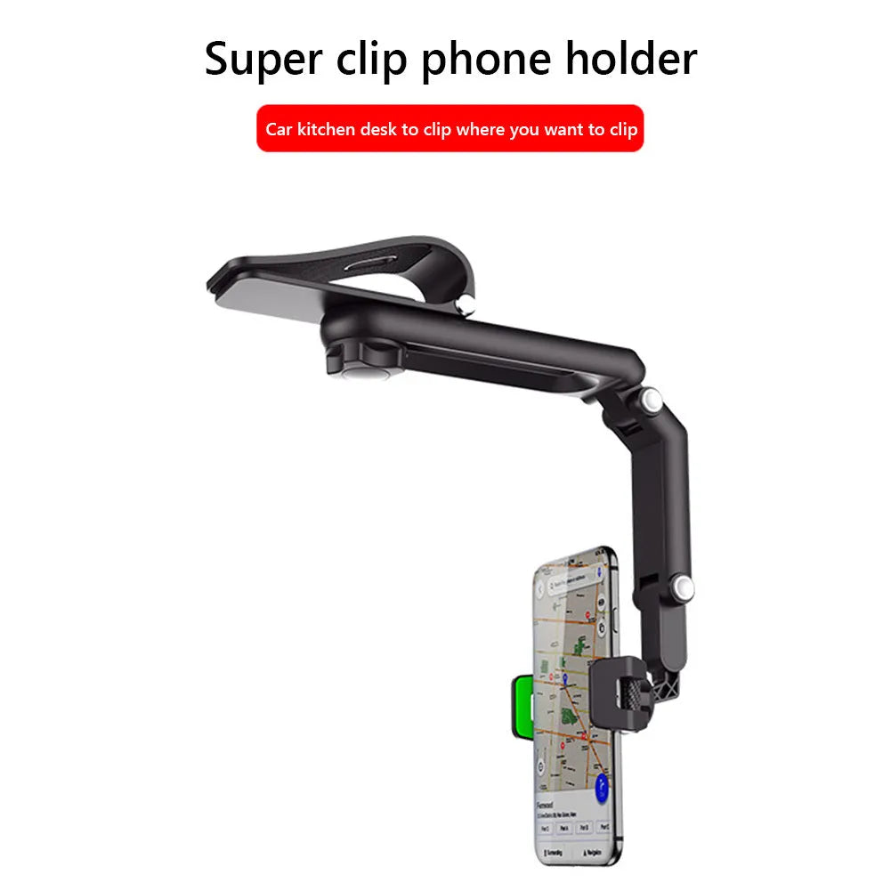 Multifunctional car sun visor mount in green or grey, ABS and PC, for general car use and rear seat shots