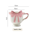 Girl heart bow design ceramic mug in white powder or black pink colour with 350ml capacity