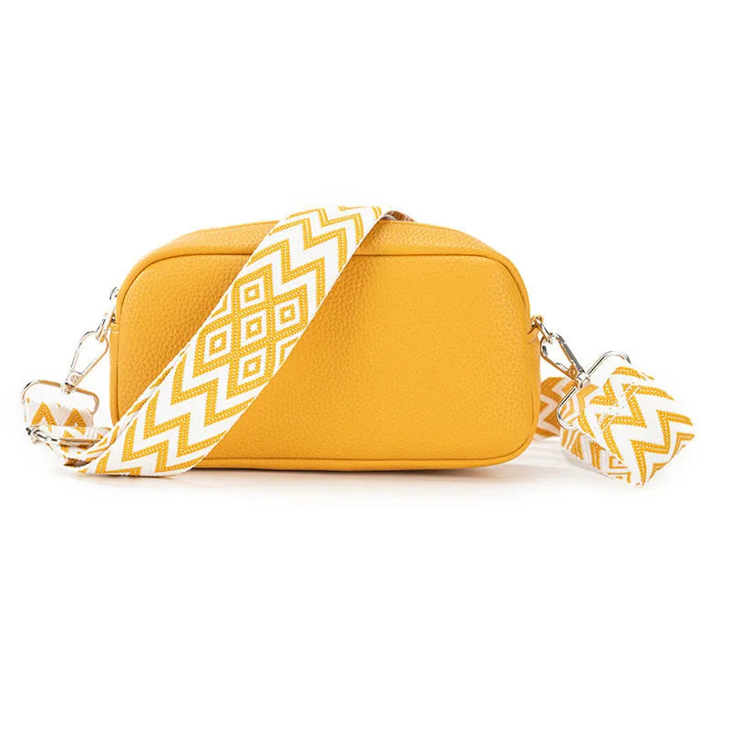 Women's soft PU one-shoulder crossbody bag in horizontal square shape with zippered compartment