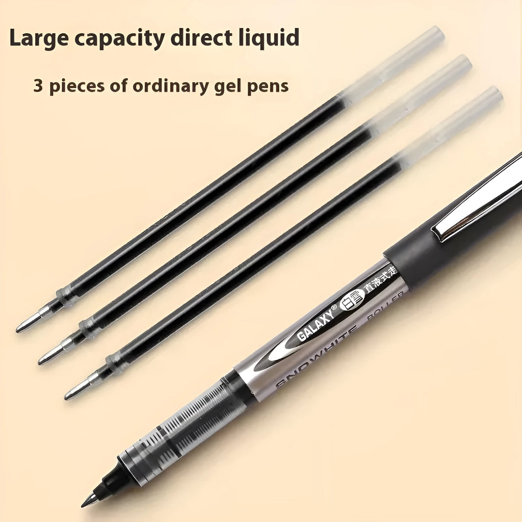 Pack of 12 water-based quick-drying signature pens with 0.5mm fine tips in assorted ink colours.