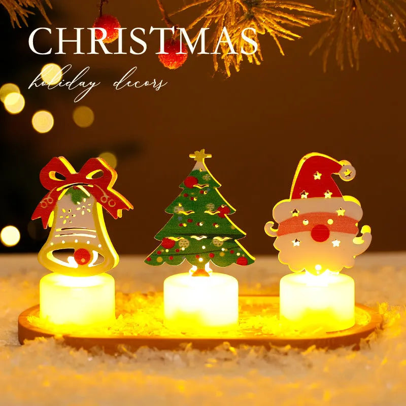 LED electronic candle light plastic decoration Santa Claus Christmas tree snowman bell design