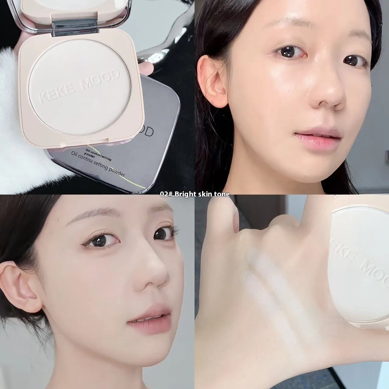 15g compact of pressed face powder for oil control and a matte finish, shown in one of three colour options.