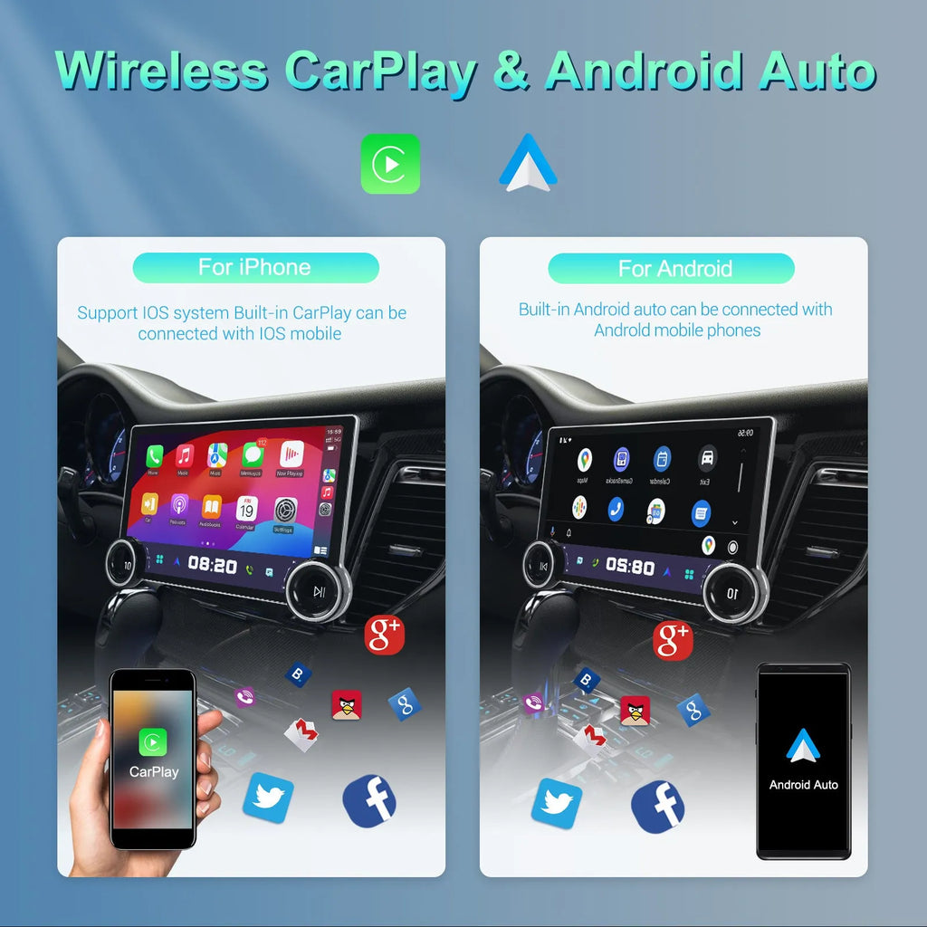 11.8-inch Android car multimedia player with dual knobs and large QLED touchscreen display