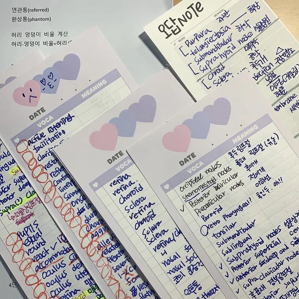 Vertical English learning notepad with double-sided printing in half-B5 size with coloured cover