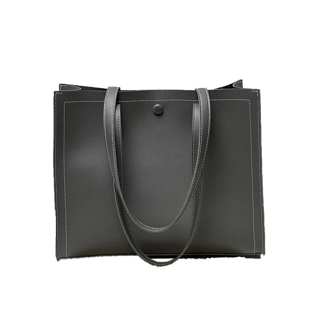 PU embossed crossbody tote bag with contrast colour stitching, horizontal square shape, black and brown option