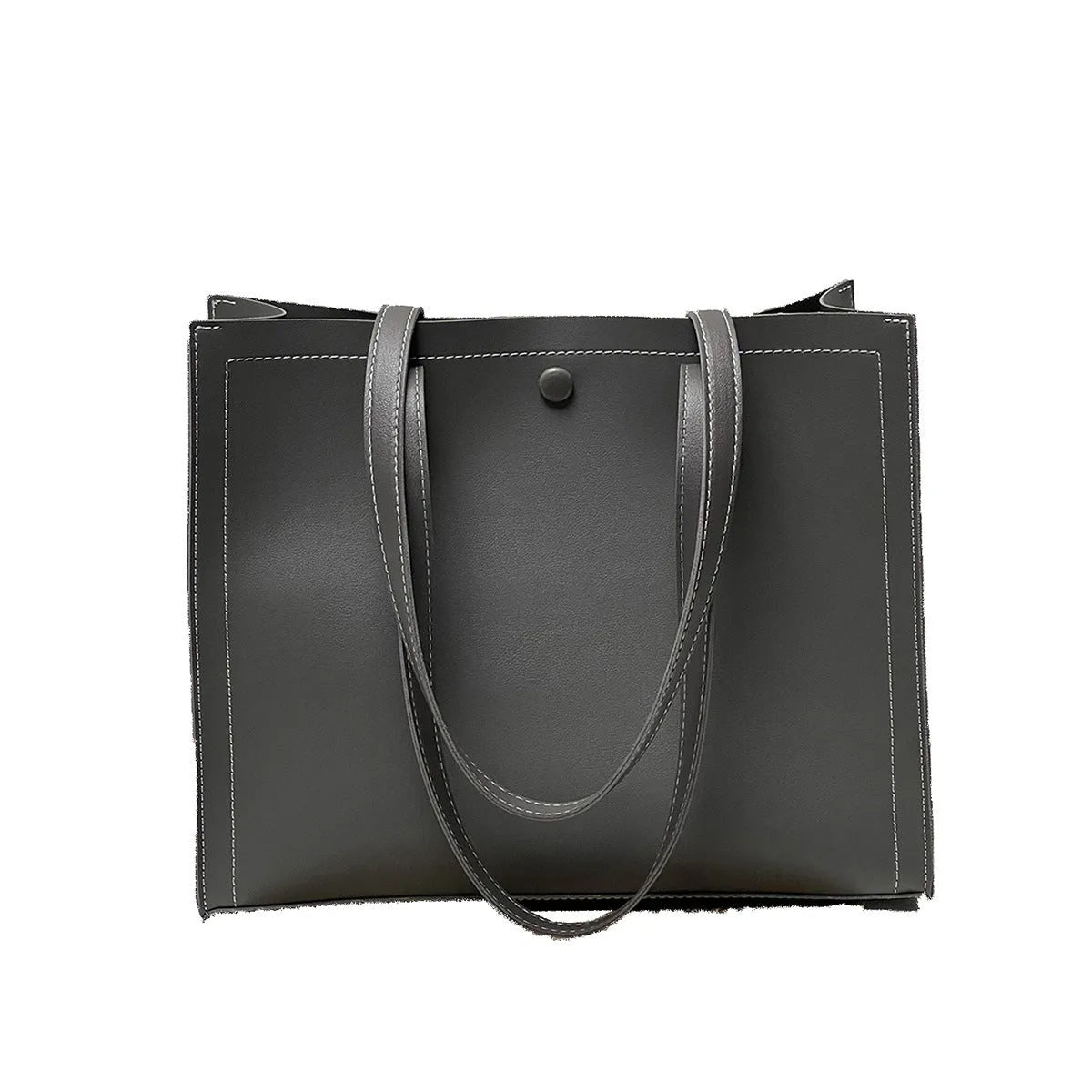 PU embossed crossbody tote bag with contrast colour stitching, horizontal square shape, black and brown option