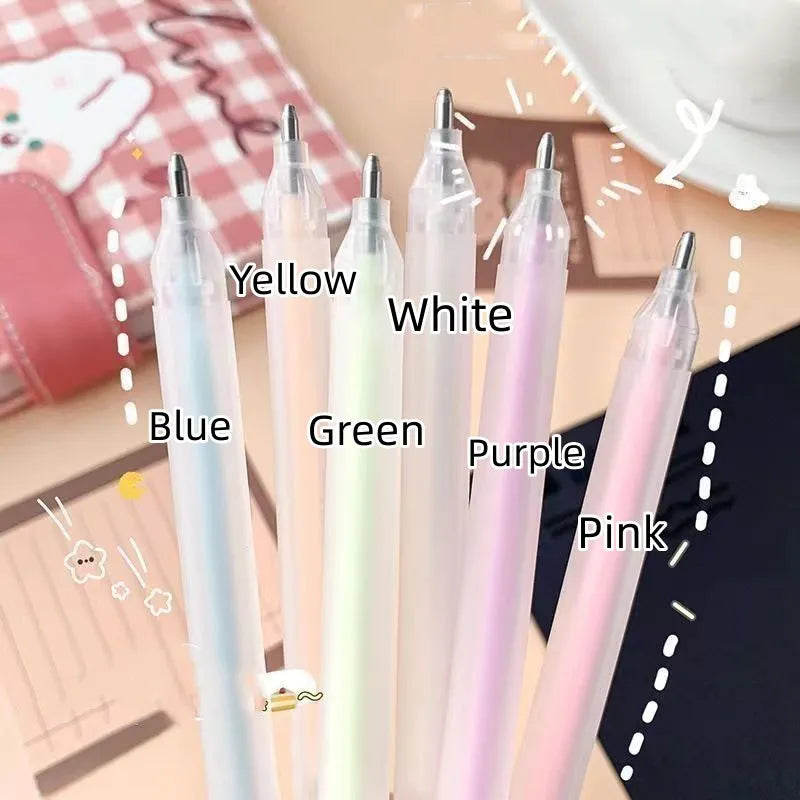 Macaroon colour plastic dispensing pen with cap-pulling mechanism in yellow, white, blue, green, pink or purple