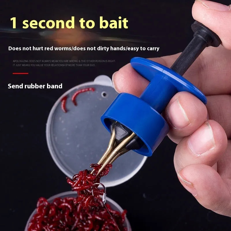 Blue ABS bloodworm clip with rubber bands bottle set for live bait fishing