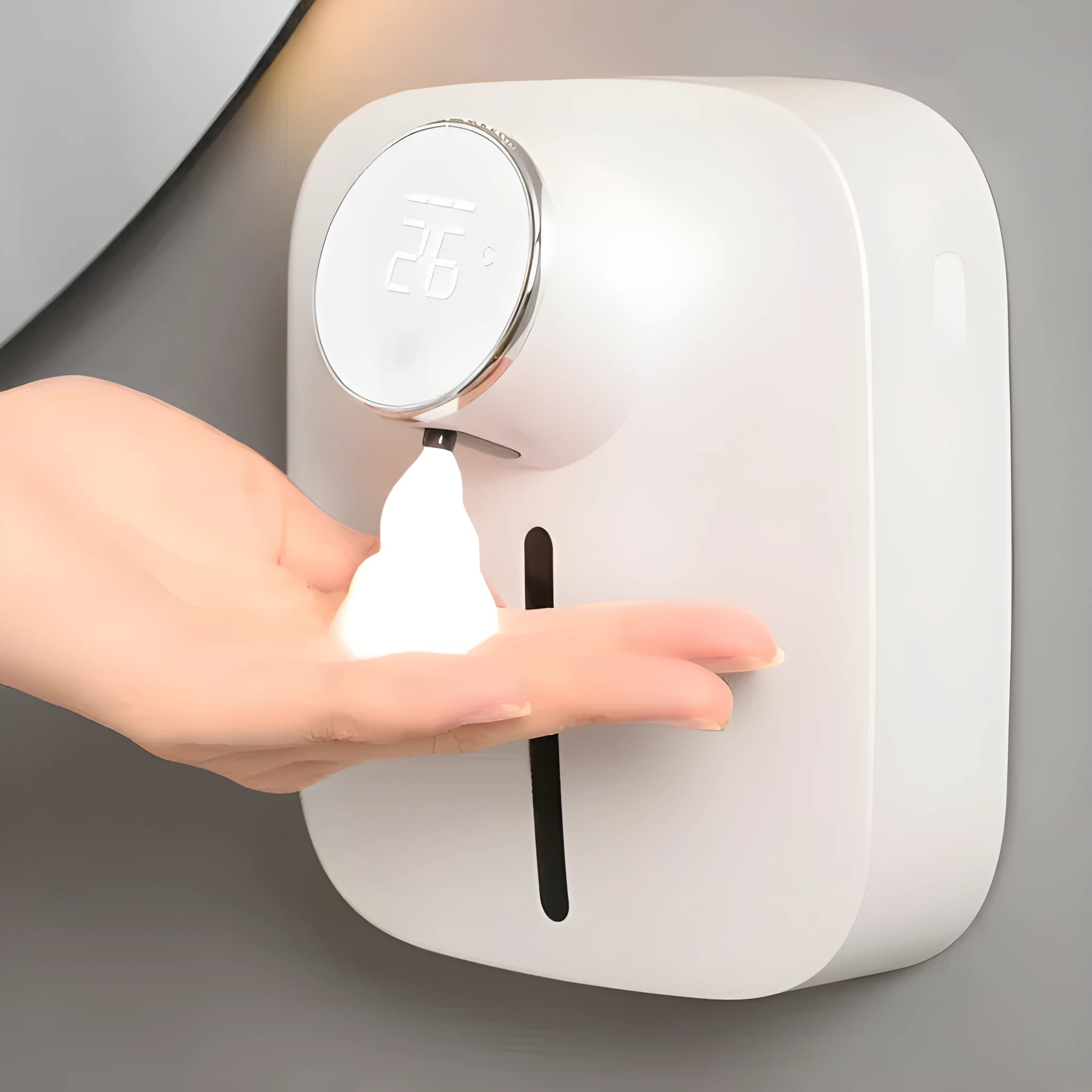 Wall mounted smart sensor soap dispenser in ceramic white with 320mL tank and induction function