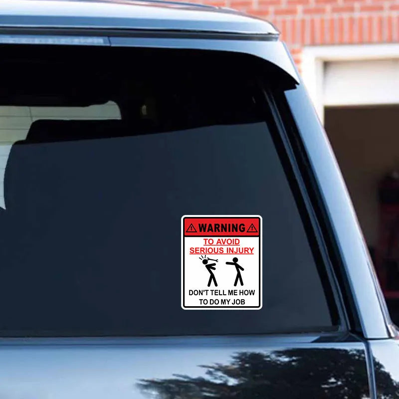 Car glass warning sticker measuring 14.9cm by 12.6cm with 'To Avoid Serious Injury' text in Type A Hit colours.