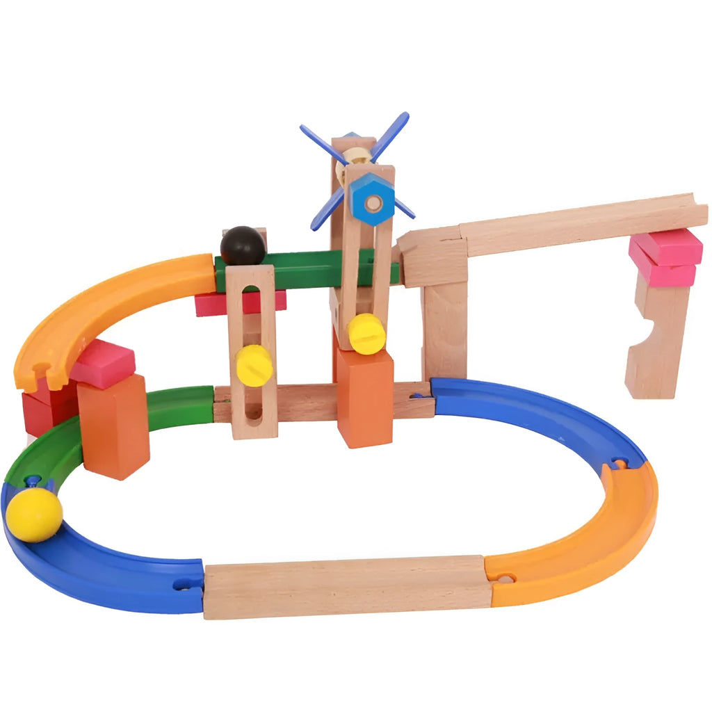 Wooden track building blocks set educational toy for children aged 4-6, supplied as 1 set