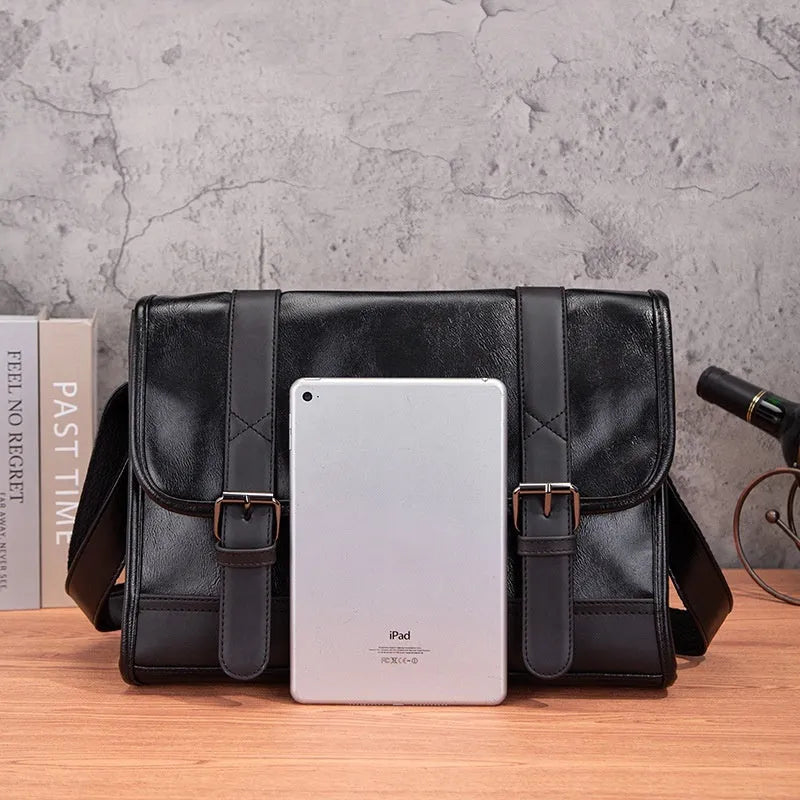 Black Korean style men's anti-theft commuter backpack with sewing thread detailing