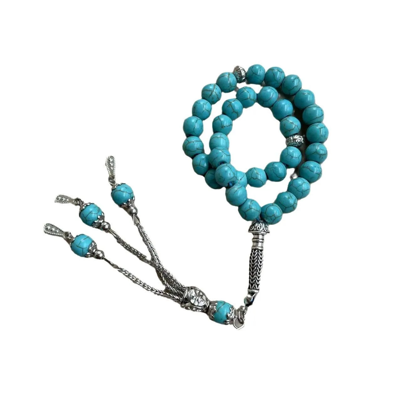 Sky blue handmade Muslim prayer bracelet with 8mm natural stone beads for daily worship