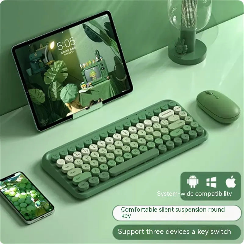 Wireless keyboard and mouse set with three connectivity modes and 84-key low-profile design