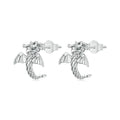 Women's handmade 925 silver oxidised flying dragon stud earrings, retro style, 13mm
