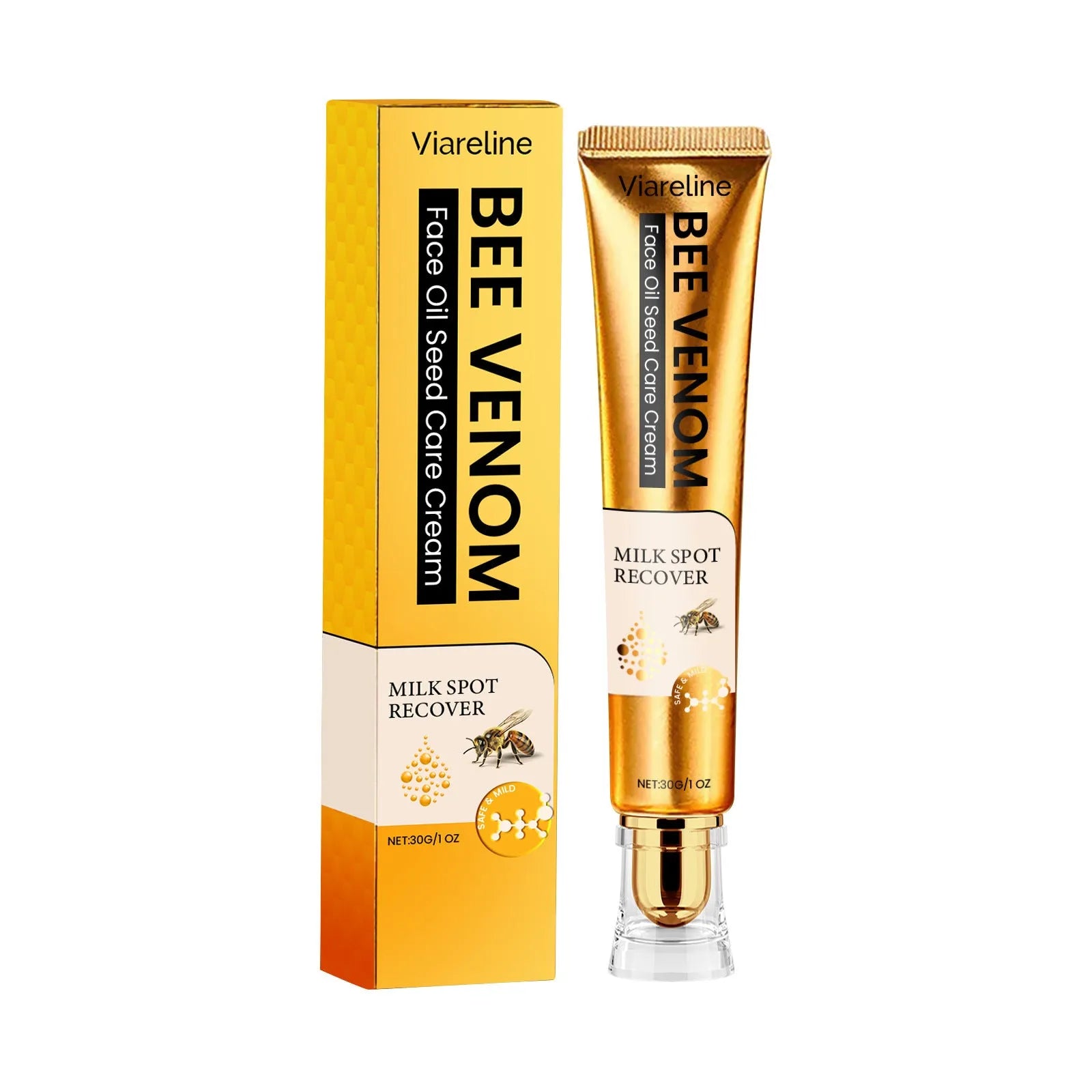 30g tube of facial and neck moisturising cream with bee venom and milk extract.