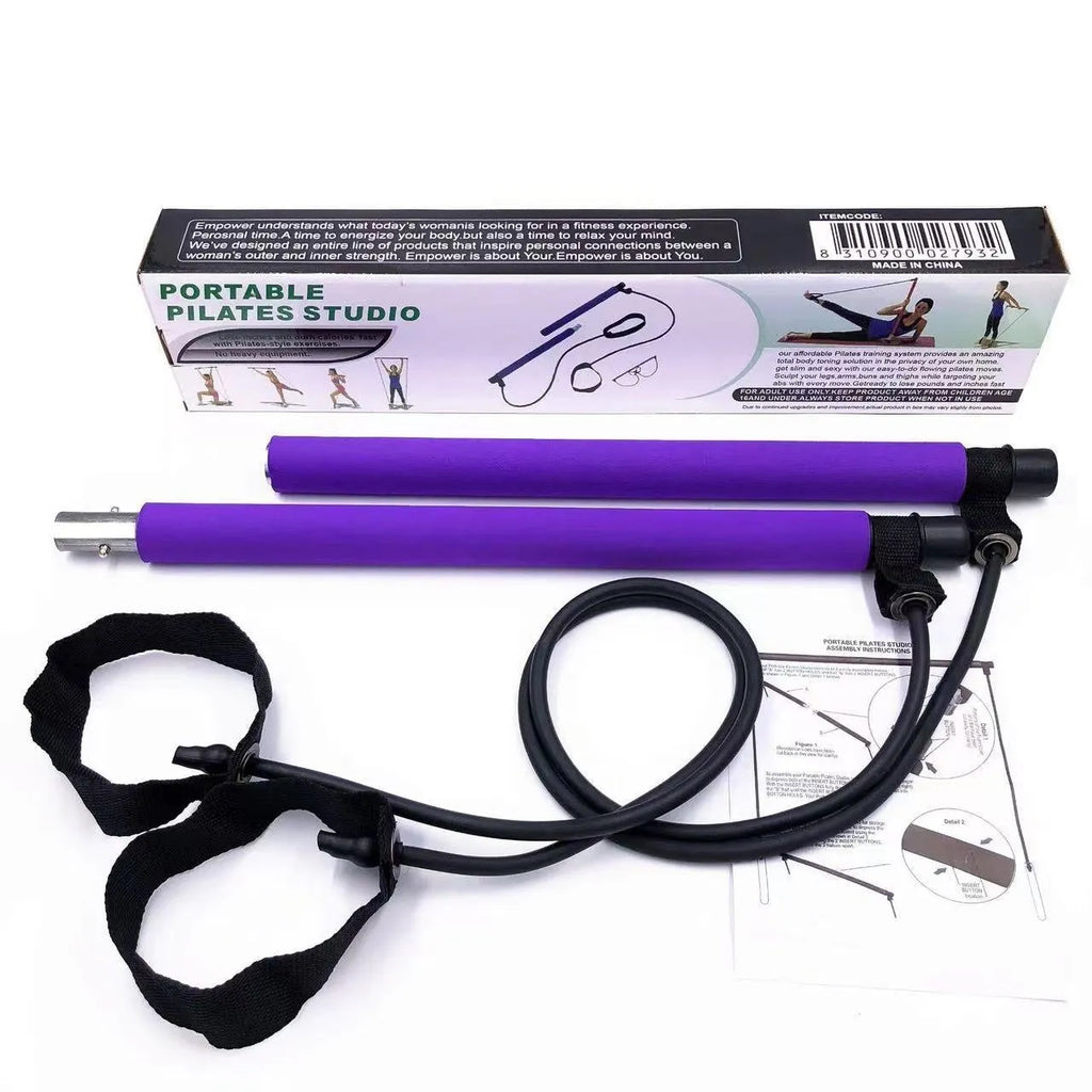 Adjustable fitness pulling rope in purple with bubble bag packaging for resistance training