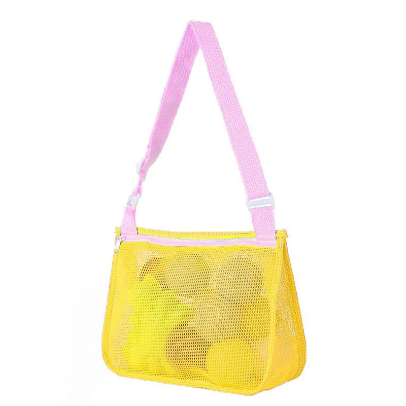 Blue nylon mesh children's travel storage bag with sealing function, 20x25x8 cm dimensions