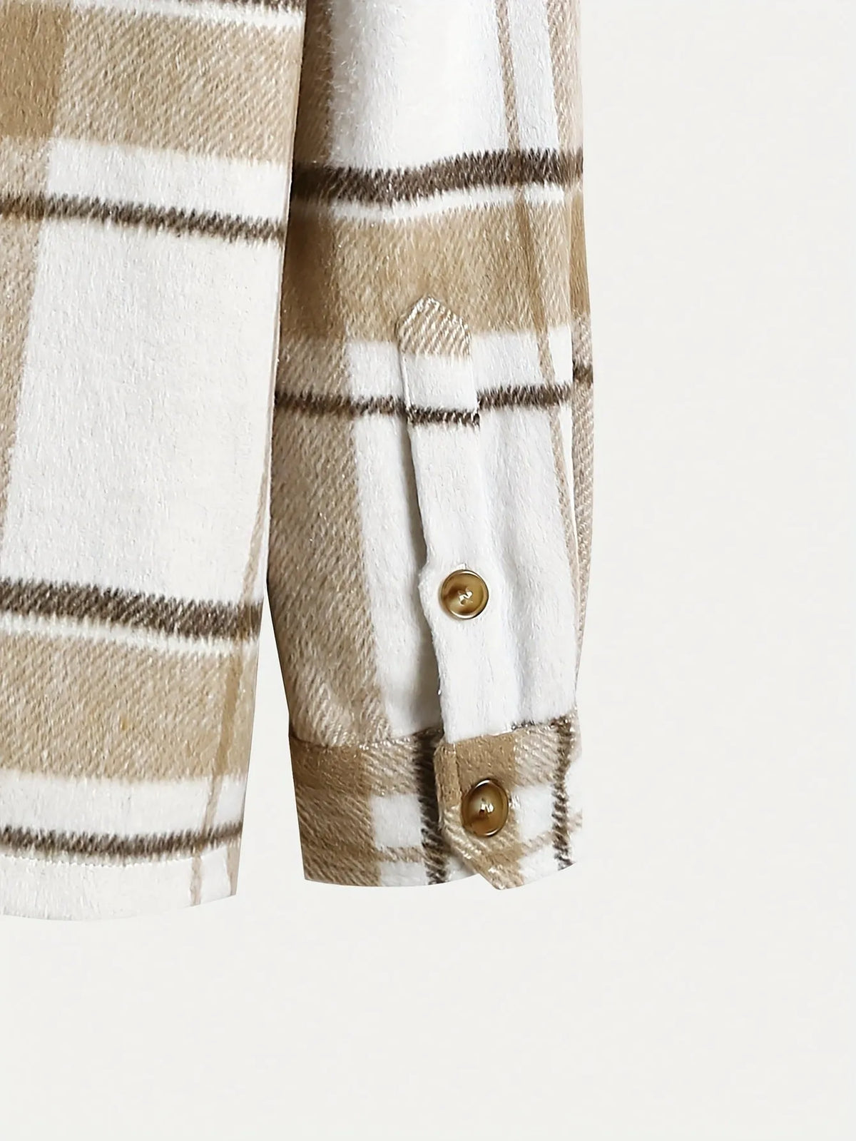 Men's plaid cardigan shirt, long sleeve, loose fit, dark khaki cloth colour, spandex fabric, sizes S-XXL