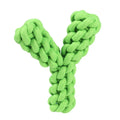 Y-shaped cotton rope dog toy for large dogs in blue, green, or yellow colours