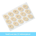 Women's PU heel corn protector toe pads showing four different shapes: circular, large oval, small oval and U-shaped
