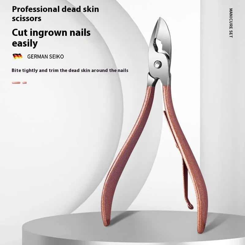 30-piece stainless steel nail beauty tool set shown in one of five colour options: black, blue, green, pink, or rose gold.