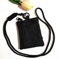 Mini multifunctional earphone bag in Oxford cloth, 9 x 10cm, with 52cm lanyard, shown in Black, Khaki or Army Green