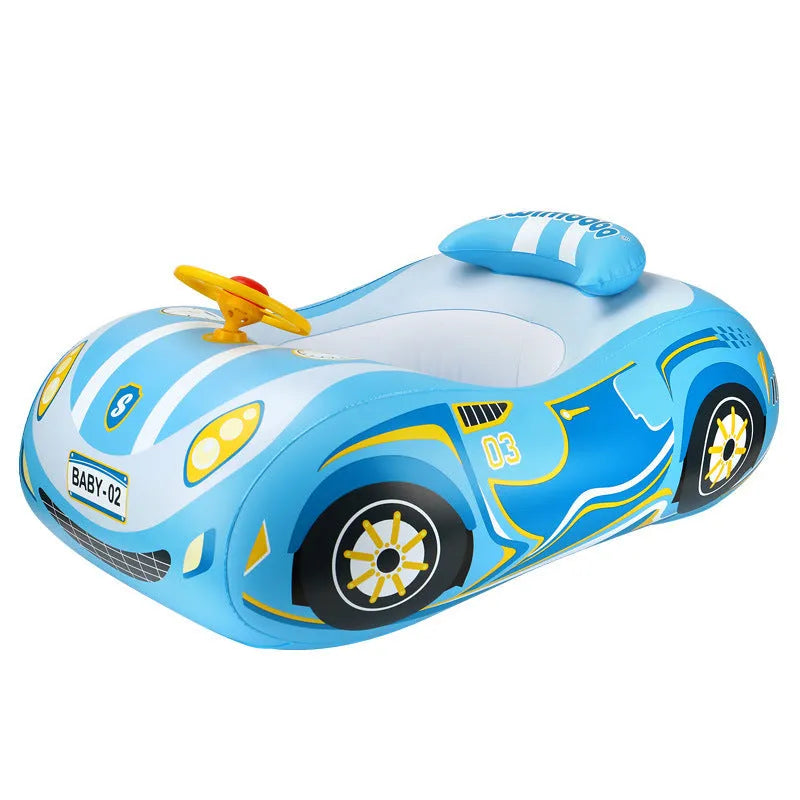 Pink sports car boat design inflatable swimming ring for children