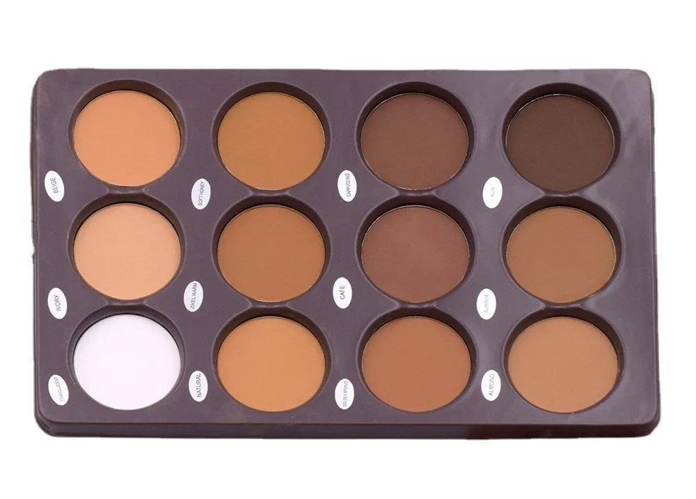 12 colour makeup repair plate with natural shades for contouring and universal skin types