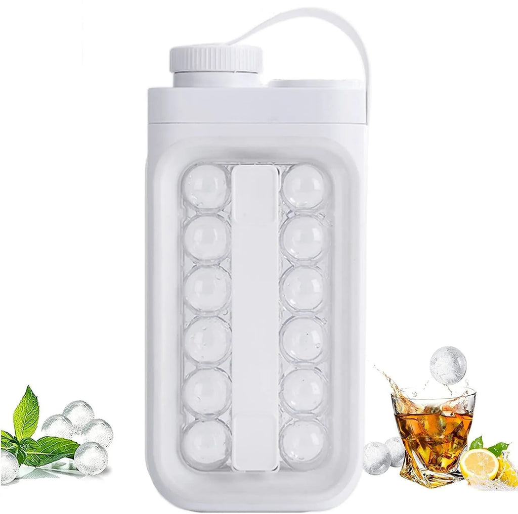 Light blue and white 2-in-1 portable ice ball kettle with 17 spherical compartments