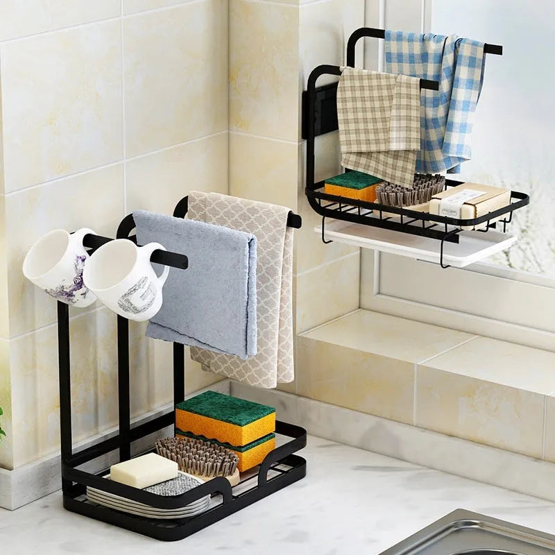 Foldable plastic kitchen rack in new Chinese style for rag draining storage