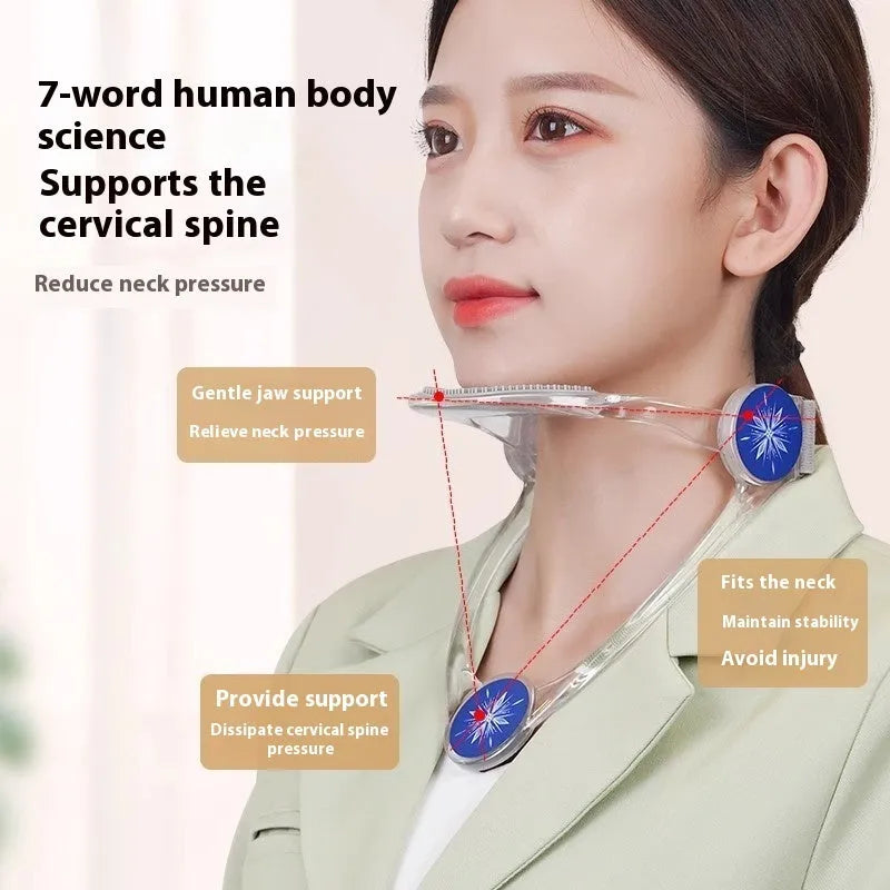 Adjustable neck brace for cervical spine support in blue, pink, and transparent colours for adults and children.