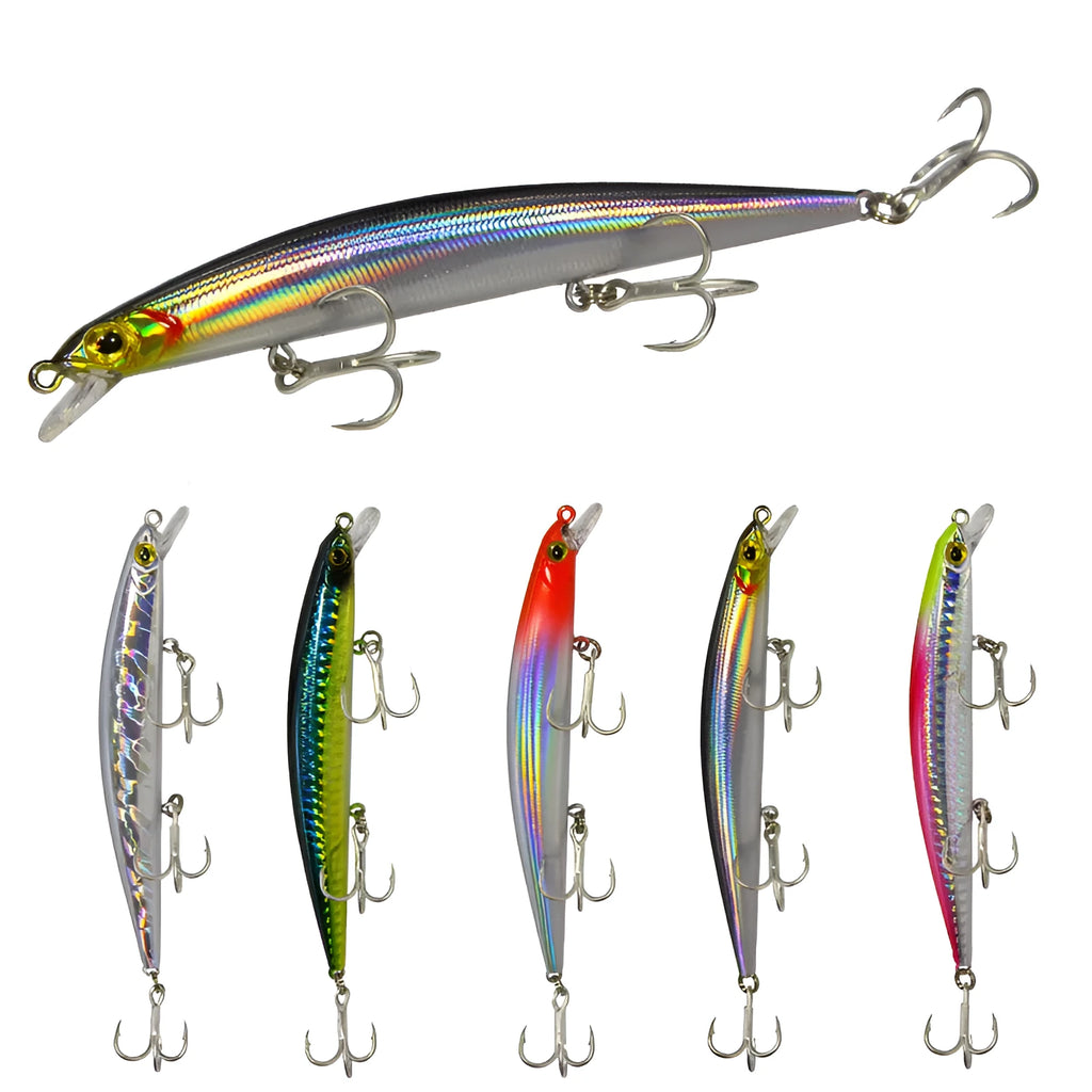 Topwater fishing lure ABS plastic 11.5cm 11g with treble hook in Silver Bar colour