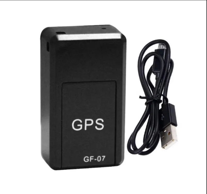 Black anti-loss GPS magnetic tracker with USB cable, compact 35x20x14mm ABS device for car anti-theft
